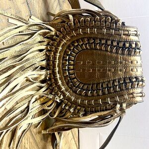 Golden leather Aimee Kestenberg crossbody hand bag